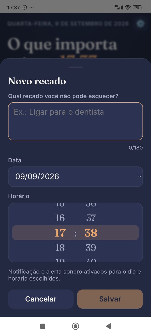 Tela para criar um novo recado no bryp
